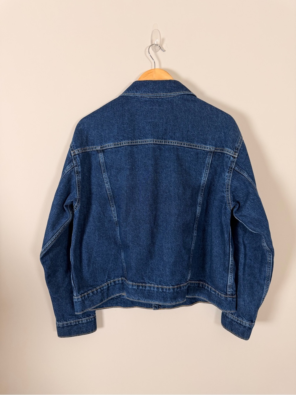Old Navy Dark Wash Denim Trucker Jacket Women’s Large Button Front Classic - Picture 5 of 7